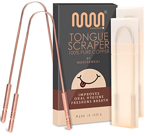 MasterMedi Tongue Scraper Tongue Scraper Stainless Steel New (Copper 2 Count (Pack of 1))