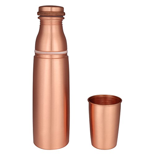100% Pure Copper Water Bottle With Glass | Ayurvedic Benefits
