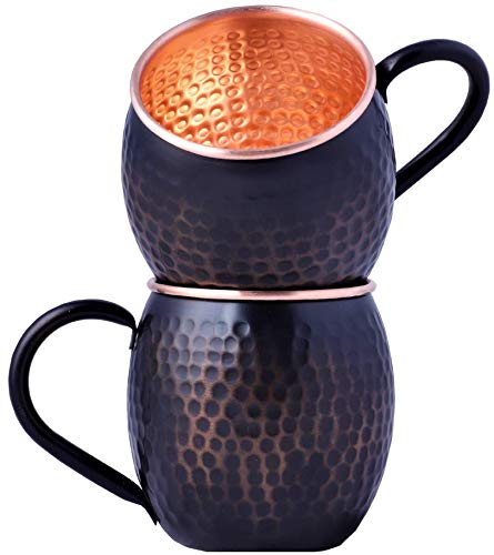 Zap Impex Moscow Mule Mug Copper Hammered Barrel Handle Cups Ideal For All Chilled Drink Bar Or Home Large Gift Set (Pack Of 2 Pcs
