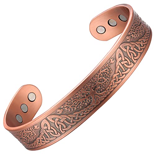 MagEnergy Copper Bracelet for Men Life of Tree, 99.9% Copper Magnetic Bracelet 7.3