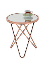 Load image into Gallery viewer, Mirrored Copper Round Side Table | Geometric Legs 
