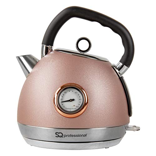 SQ Professional | Epoque Pink Electric Kettle With Rose Gold/ Copper Accents | Temperature Display | 1.8L | Stainless Steel