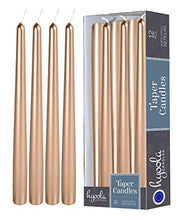 Load image into Gallery viewer, Hyoola Metallic Copper Taper Candles - 300 mm (12 Inch) Unscented Dripless Taper Candles - 10 Hour Burn Time - 12 Pack
