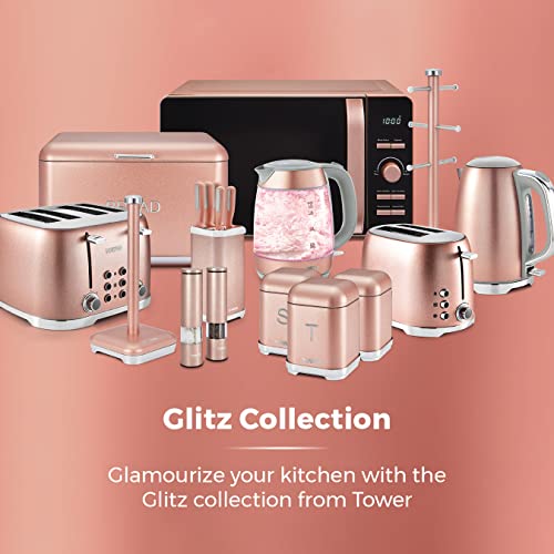 Tower Glitz Digital Microwave Black Copper Blush Pink 20L 800W 6 Power Levels