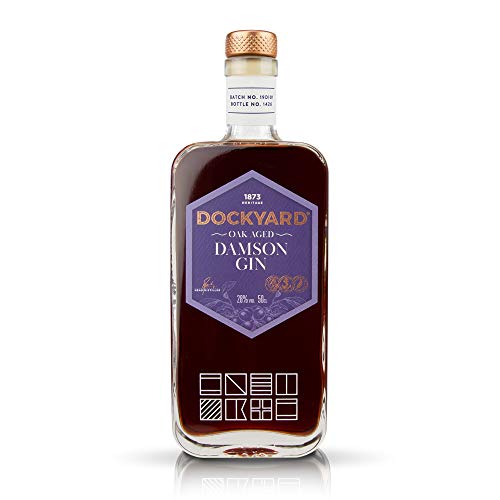 Copper Rivet Dockyard Damson Gin 50cl - Small Batch Gin Oak Aged Damson Gin Flavoured - Artisan Craft Gin - Premium Gin, Kent Gin Handcrafted from Local Grains, Special Edition Gin, Flavoured Gin