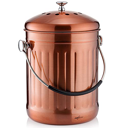 Copper Compost Bin For Kitchen Worktop | Food Waste Caddy | 5L