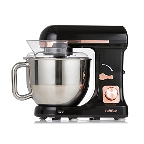 Tower | 3-In-1 Food Stand Mixer | Black & Rose-Gold/ Copper | 6 Speeds | 100W