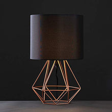 Load image into Gallery viewer, Copper &amp; Black Table Lamp | Geometric Style Metal Cage Lamp
