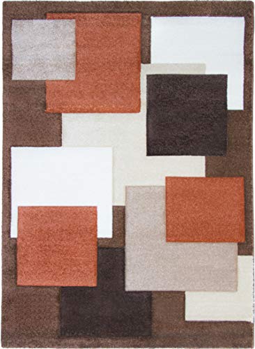 SrS Rugs® Tempo Square Collection | Abstract Design | Multi-Coloured; Copper | 120 x 170 cm | Large