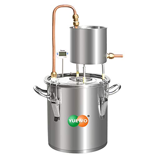 Copper Moonshine Still Alcohol Distiller | Alembic Spirits | 33L | Alcohol Wine Making Boiler with Thermometer Pump for Whisky Brandy Vodka 