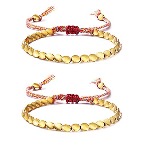 Tibetan Handmade Buddhist Bracelet | Copper Beads Bracelet | Lucky Rope | 2pcs