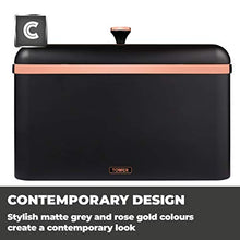 Load image into Gallery viewer, Tower | Cavaletto Collection | Matt Black &amp; Copper/ Rose-Gold Bread Bin 
