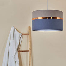 Load image into Gallery viewer, Grey Drum Ceiling Pendant Light Shade With Copper Trim 
