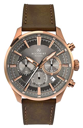 Accurist Watches For Men | Copper | 7195 Stainless Steel Japanese Quartz Chronograph | 2 Year Guarantee