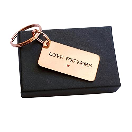Handmade Copper Anniversary Gift | Love You More Keychain | His Or Hers