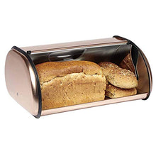 Load image into Gallery viewer, Copper Bread Bin With Viewing Window &amp; Roll Top Lid
