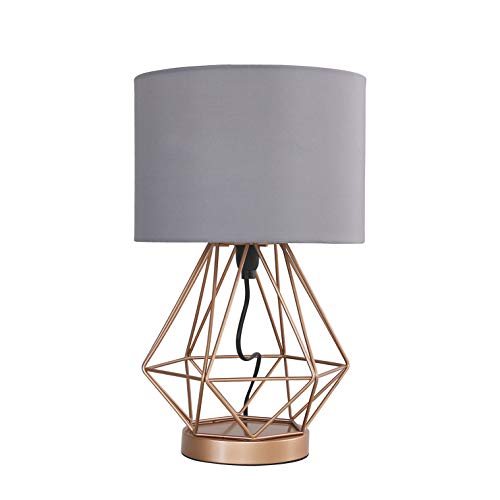 Modern Copper Metal Touch Table Lamp | Grey Cylinder Shade | MiniSun