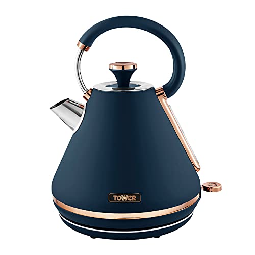 Tower | Cavaletto Pyramid Kettle | Midnight Blue With Rose-Gold/ Copper Accent | 1.7 Litre | 3000 W