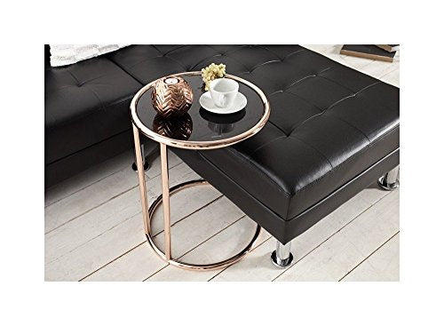 Copper Black Glass Table Side Table | Height 55 cm x 40 cm Diameter