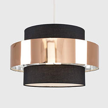 Load image into Gallery viewer, MiniSun Modern Cylinder Ceiling Pendant Light Shade in a Black &amp; Copper Effect Finish
