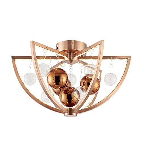 LED Ceiling Light | Copper Finish With Clear & Copper Glass Balls
