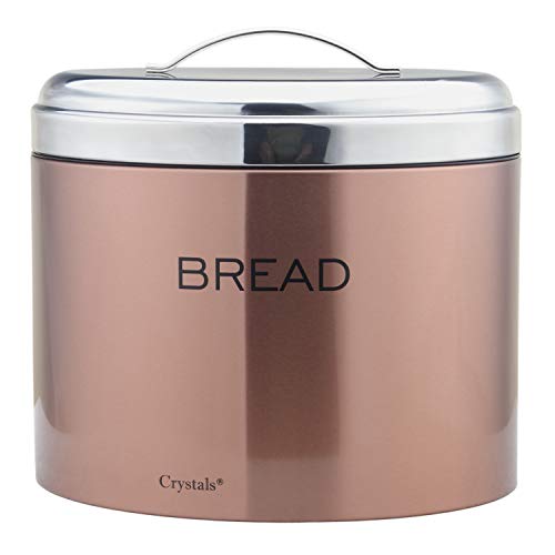 Copper & Stainless Steel | Oval Shaped Bread Bin | Loaf Storage 
