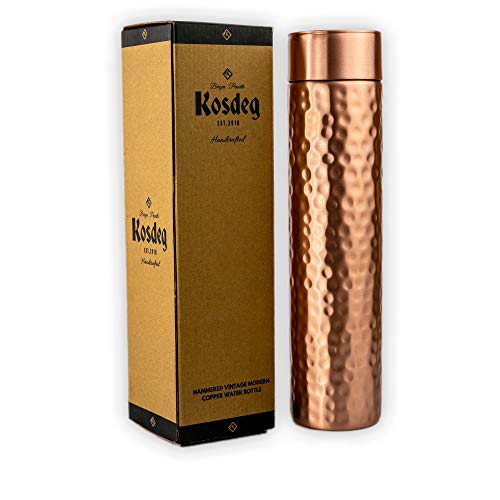 Hammered Copper Water Bottle | 1L / 34oz | Kosdeg