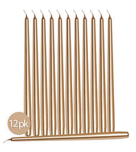 Load image into Gallery viewer, Hyoola Metallic Copper Taper Candles - 300 mm (12 Inch) Unscented Dripless Taper Candles - 10 Hour Burn Time - 12 Pack
