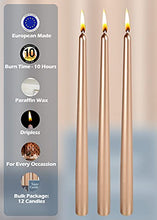 Load image into Gallery viewer, Hyoola Metallic Copper Taper Candles - 300 mm (12 Inch) Unscented Dripless Taper Candles - 10 Hour Burn Time - 12 Pack
