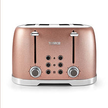 Load image into Gallery viewer, Tower | Glitz Sparkle | 4 Slice Toaster | 1600W | Pink Sparkle | Rose Gold Copper 
