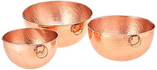 Load image into Gallery viewer, Solid Copper Stone Hammered Bowls | 3 Piece Set Mixing/Beating | Old Dutch
