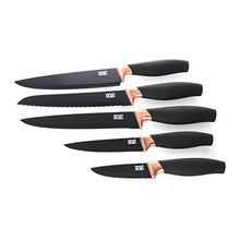 Load image into Gallery viewer, 5 Piece Copper Knife Set &amp; Acrylic Fan Block 
