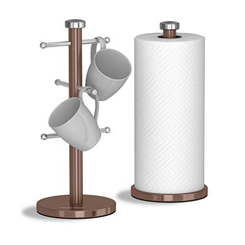 Morphy Richards | Copper | Accents Kitchen Roll Holder & Mug Tree Set | Stainless Steel