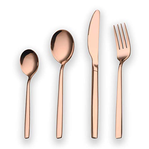 Titanium Rose Gold/ Copper Plated Stainless Steel Cutlery Set | 24 Piece | Copper Colour | Berglander