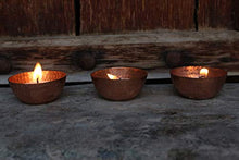 Load image into Gallery viewer, Copper Set Of 3 Hammered Candle Dishes
