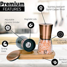 Load image into Gallery viewer, Premium Copper &amp; Glass Salt &amp; Pepper Mills
