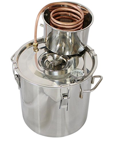 Moonshine Still Distiller | Stainless Steel Distillation Pot Copper | Tube Home Brewing Kit Built-in Thermometer 