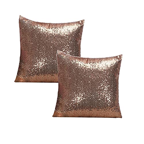 Copper Glittered Sequin Cushion Cover | Cosanter