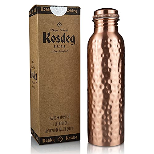 Kosdeg Hammered Copper Water Bottle 1 Liter / 34 Oz Extra Large