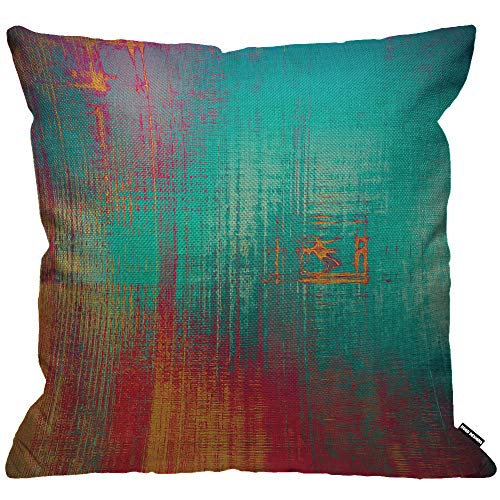 Multi Coloured Abstract Cushion Cover | Turquoise, Red,  Pink, Copper | 45x45cm 