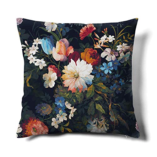 Modern Floral Design Cushion Cover | 45 x 45cm | Copper, Navy, White, Green, Orange