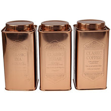 Load image into Gallery viewer, Set Of 3 Copper Coloured Canisters For The Kitchen 
