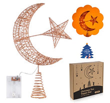 Load image into Gallery viewer, Copper Coloured Star &amp; Moon Christmas Tree Decoration
