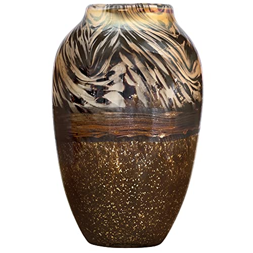 Large Handmade Mouthblown Vase | Copper Brown Gold | 30cm