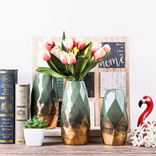 Load image into Gallery viewer, Decorative Geometric Vase | Copper &amp; Green
