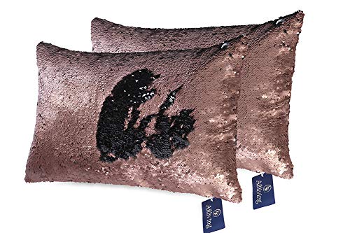 Aitliving | 2 pcs Set | Copper Cushion Case 30X50cm | Matte Copper & Black Sequins 