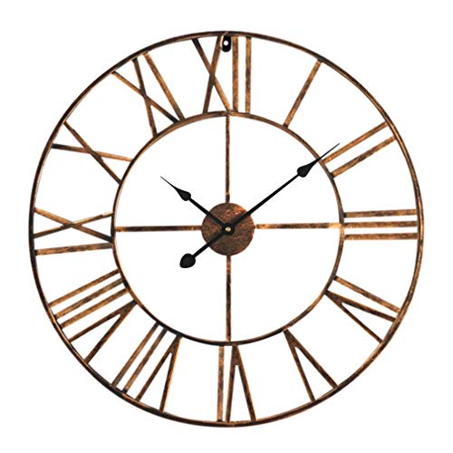 Large Metal Wall Clock | Copper | 60 cm Diameter | Roman Numerals | Iron