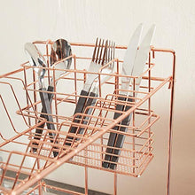 Load image into Gallery viewer, Copper Dish Drying Rack | 2 Tier With Removeable Utensil Holder 
