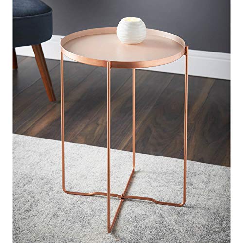 Copper Round Side Table | Removable Tray With Copper Legs
