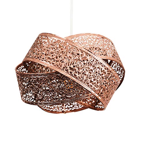 Modern Copper Ceiling Pendant Light Shade | Artistic Detailed Intertwined Rings Design